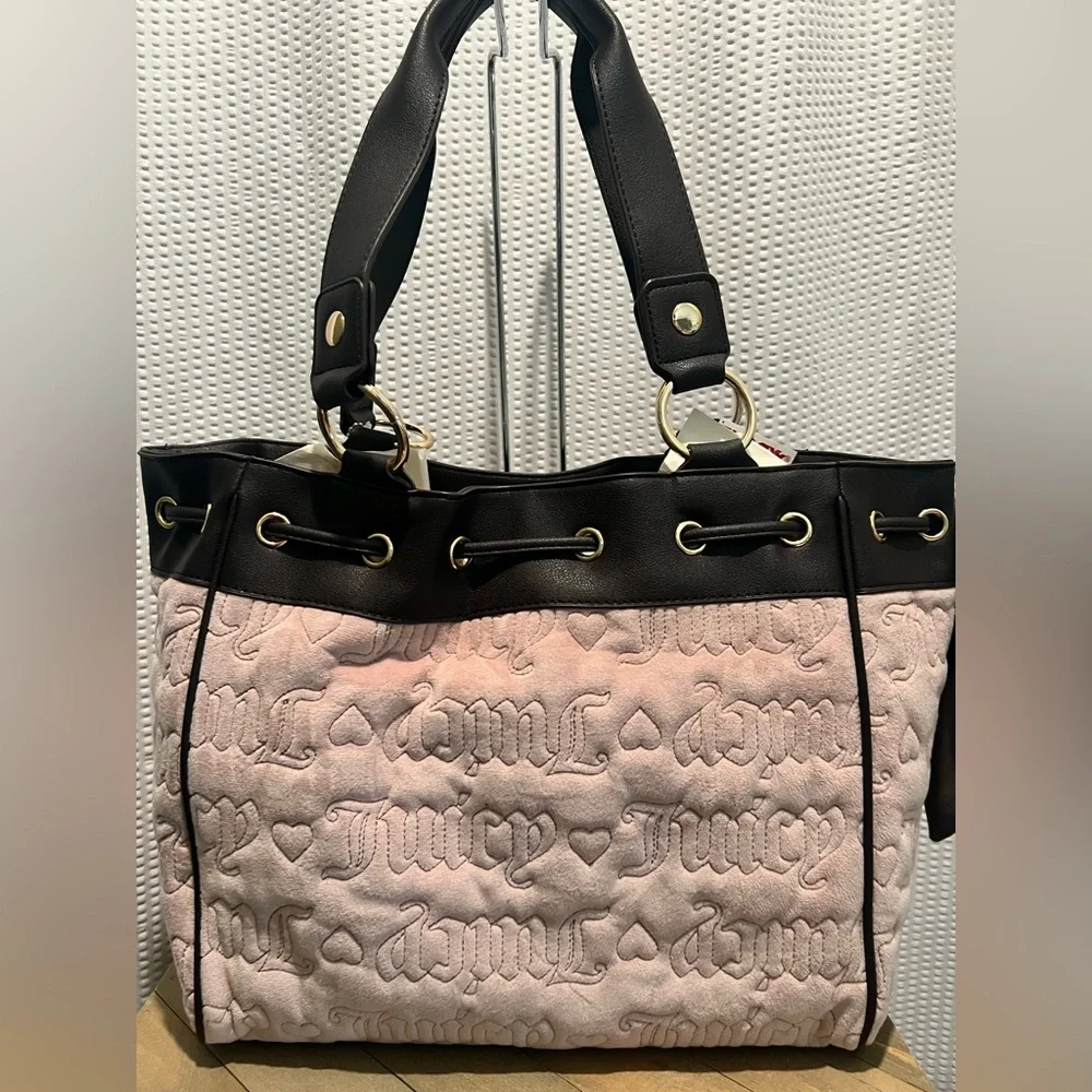 Juicy Couture Black and Cream Tote with Pink Accents - Picture 6 of 10